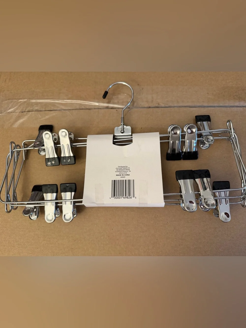 6-Tier Metal Pant Hanger with Black Clips - Chrome